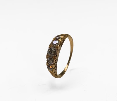 Lot 356 - An 18ct (unmarked) gold Victorian style ring...