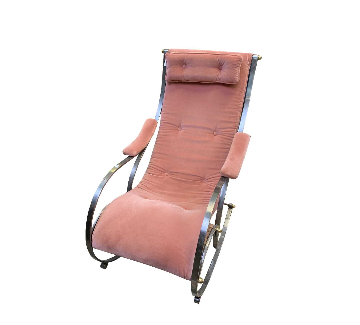 Lot 3231 - A steel rocking chair, mid 20th century,