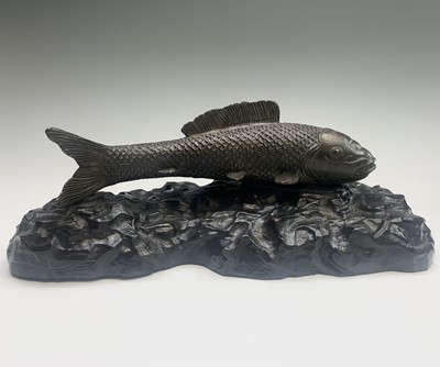 Lot 298 - A Japanese bronze figure of a carp, 20th...