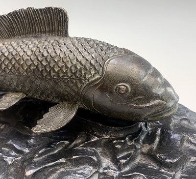 Lot 298 - A Japanese bronze figure of a carp, 20th...