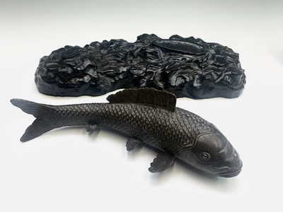 Lot 298 - A Japanese bronze figure of a carp, 20th...