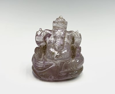 Lot 1072 - An Indian rock crystal amulet of Ganesh,...