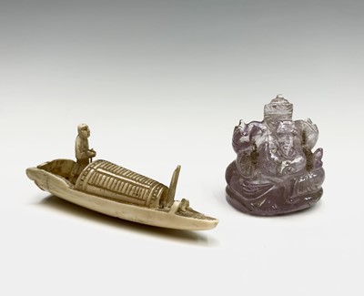 Lot 1072 - An Indian rock crystal amulet of Ganesh,...