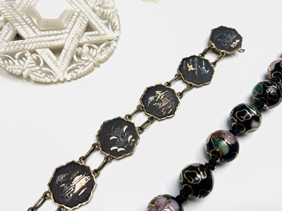 Lot 304 - A Japanese damascene bracelet, comprising ten...