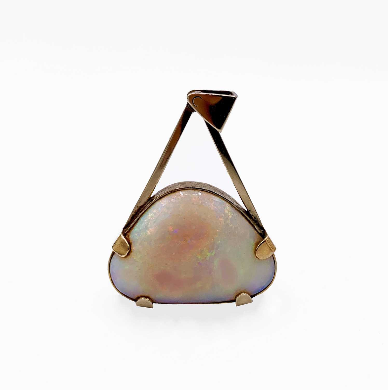 Lot 210 - A large triangular opal mounted in 9ct gold by...