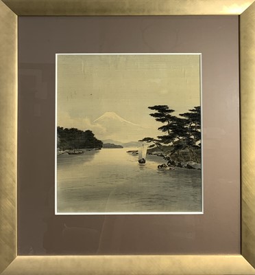 Lot 38 - A Japanese birodo yuzen cut velvet painting of...