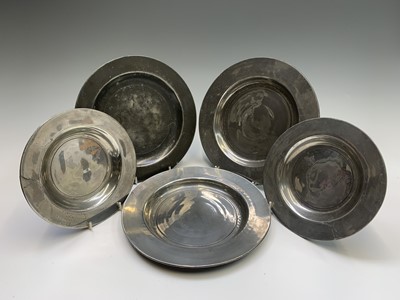 Lot 359 - A 19th century pewter plate, London touchmarks,...