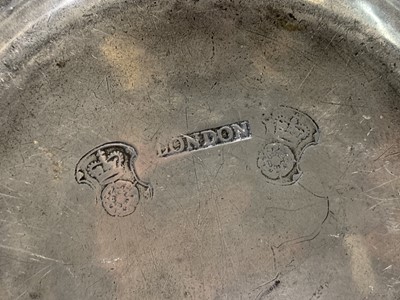 Lot 359 - A 19th century pewter plate, London touchmarks,...