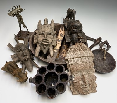 Lot 361 - Three African tribal masks, the largest height...