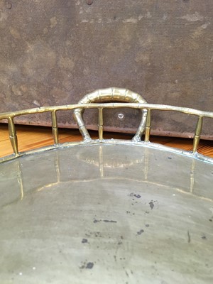 Lot 8 - A stylish brass tea tray, with bamboo effect...