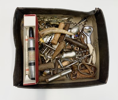 Lot 391 - A collection of assorted corkscrews, bottle...