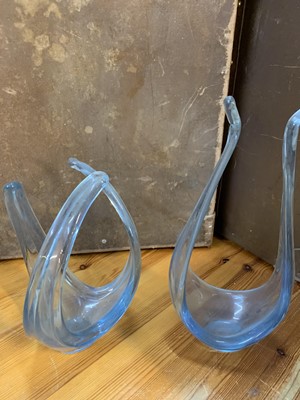 Lot 20 - A pair of 70's glass vases, an etched vase,...