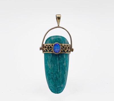 Lot 2 - An Egyptian revival style pendant in amazonite,...