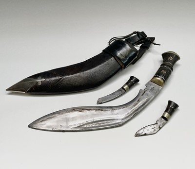 Lot 1030 - A 20th-century Indian made Kukri, the curved...