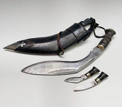 Lot 1031 - A 20th century Indian made Kukri, the curved...