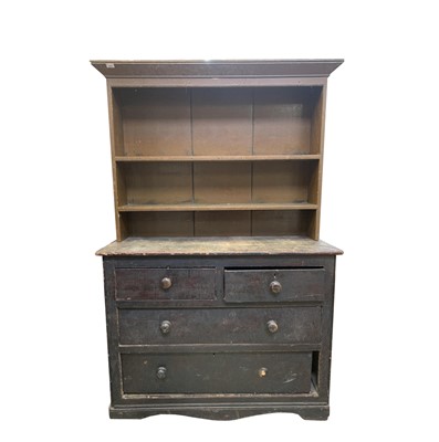 Lot 3237 - A Victorian pine dresser, the back with angled...