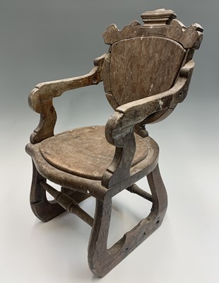 Lot 400 - A 19th century continental oak child's chair....