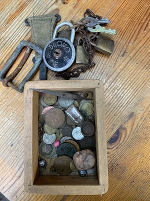 Lot 48 - Locks, buckles, a small amount of oil paints,...