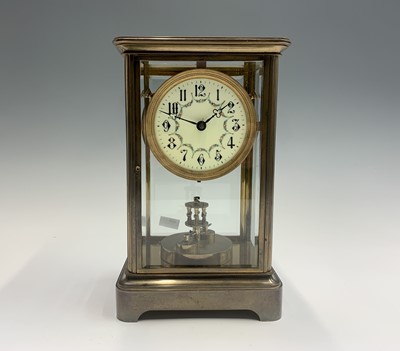 Lot 2914 - A German four glass torsion mantel clock,...