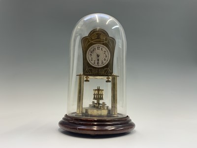 Lot 2916 - A German 400 day brass torsion clock, the face...