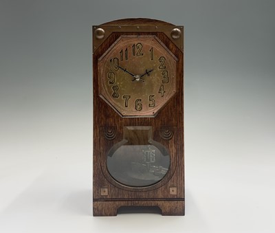 Lot 2921 - A Jugendstil oak and copper cased torsion...