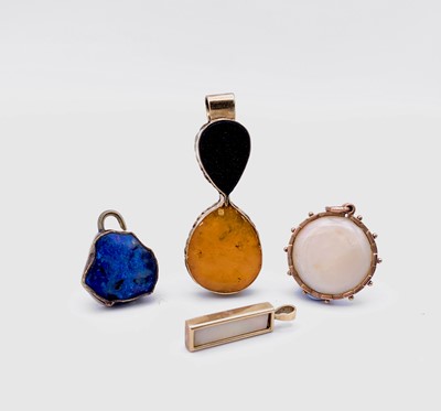 Lot 330 - Four gold mounted opal pendants 21.4gm