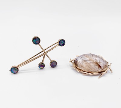 Lot 93 - A gold and opal Southern Cross brooch and a...