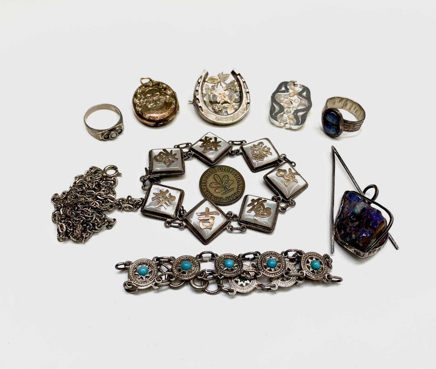 Lot 1039 - A Hong Kong silver and mother-of-pearl...