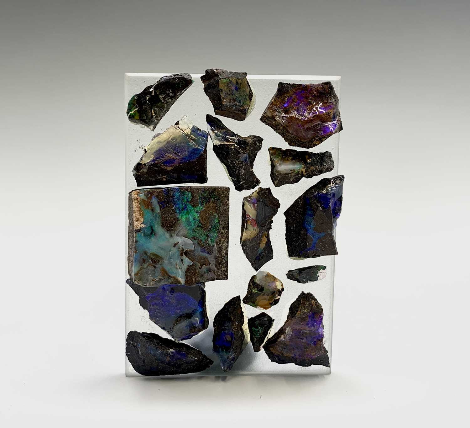Lot 189 - Rough opals mounted on glass