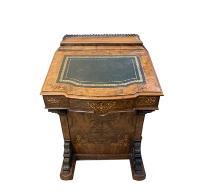 Lot 3254 - A Victorian burr walnut and boxwood inlaid...