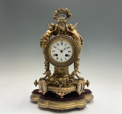 Lot 2936 - A French gilt metal mantel clock, circa 1880,...