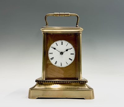 Lot 2935 - A French brass carriage timepiece, late 19th...