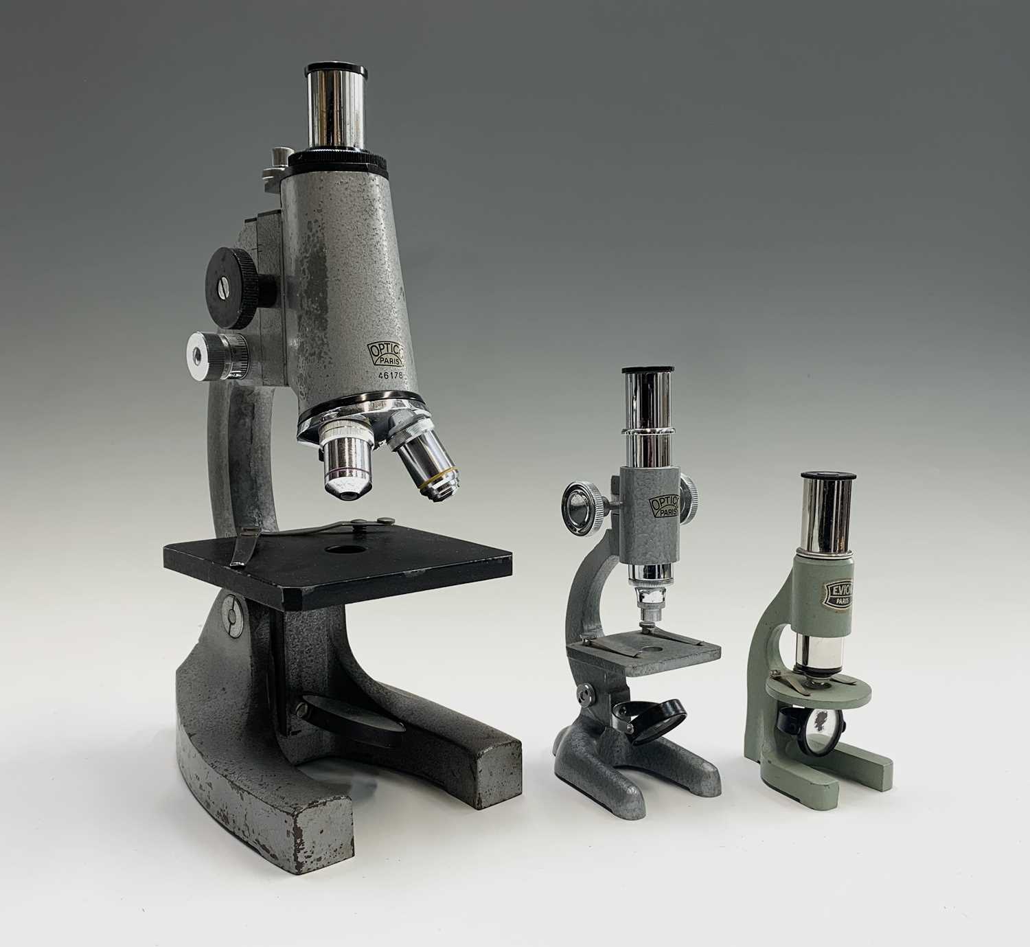 Optico Microscopes Lot 426 - A French Optico microscope, with enamelled