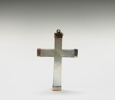 Lot 237 - A mother-of-pearl gold-mounted cross, one...