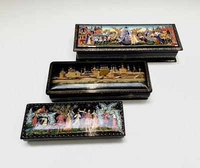 Lot 435 - Three Russian lacquered boxes