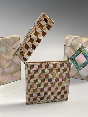 Lot 312 - Five mother-of-pearl card cases