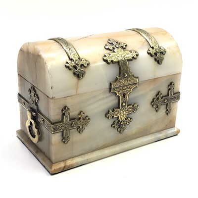 Lot 540 - A white onyx domed stationery casket, 19th...