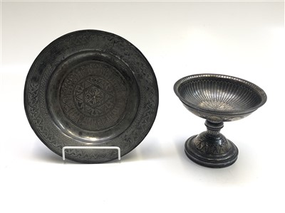 Lot 565 - A 19th century Bidri tazza, height 13cm and an...