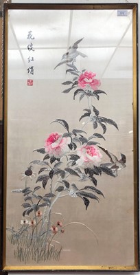 Lot 722 - A Chinese Republic Period silk panel...