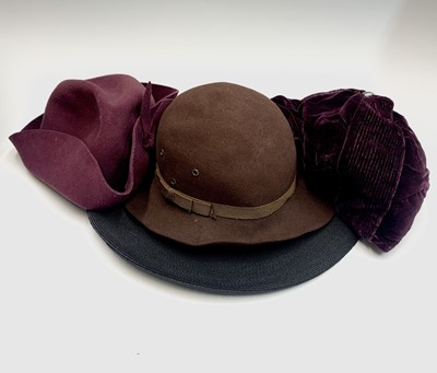 Lot 2822 - A brown faux leather, faux silk lined hat box...