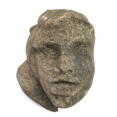 Lot 542 - A reconstituted stone head, height 16cm.