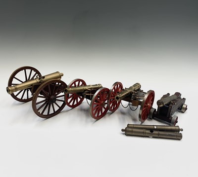 Lot 421 - A model cannon, mid 20th century, with brass...