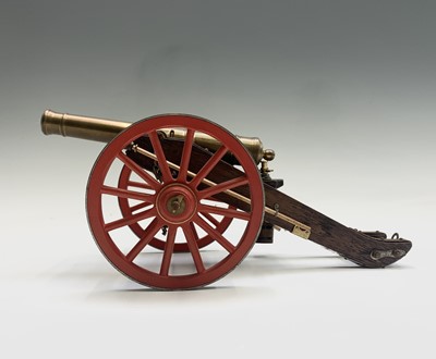 Lot 421 - A model cannon, mid 20th century, with brass...