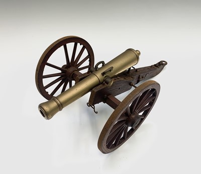 Lot 421 - A model cannon, mid 20th century, with brass...