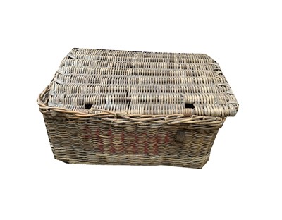 Lot 3252 - A wicker basket, with rope carrying handles...