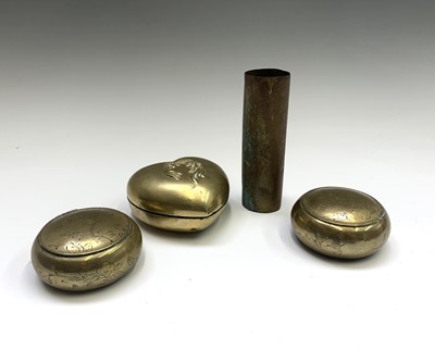 Lot 428 - Trench Art - two brass circular boxes each...