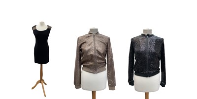 Lot 2859 - A gold sequinned bomber jacket and a black...