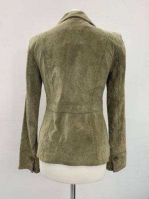 Lot 2860 - An olive green suede jacket together with a...