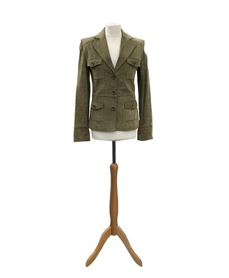 Lot 2860 - An olive green suede jacket together with a...