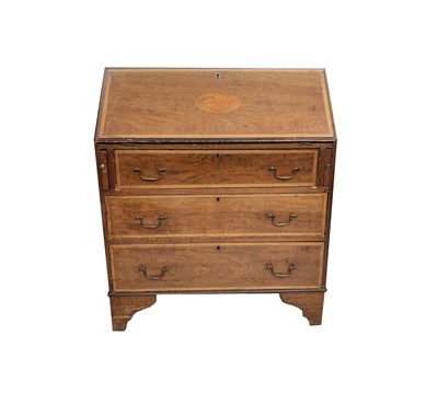 Lot 3273 - An Edwardian mahogany and inlaid bureau,...